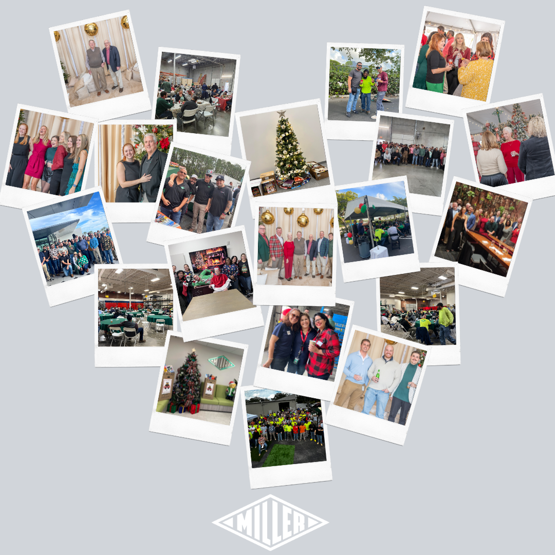 Holiday pictures in a collage from various members of the Miller Electric team