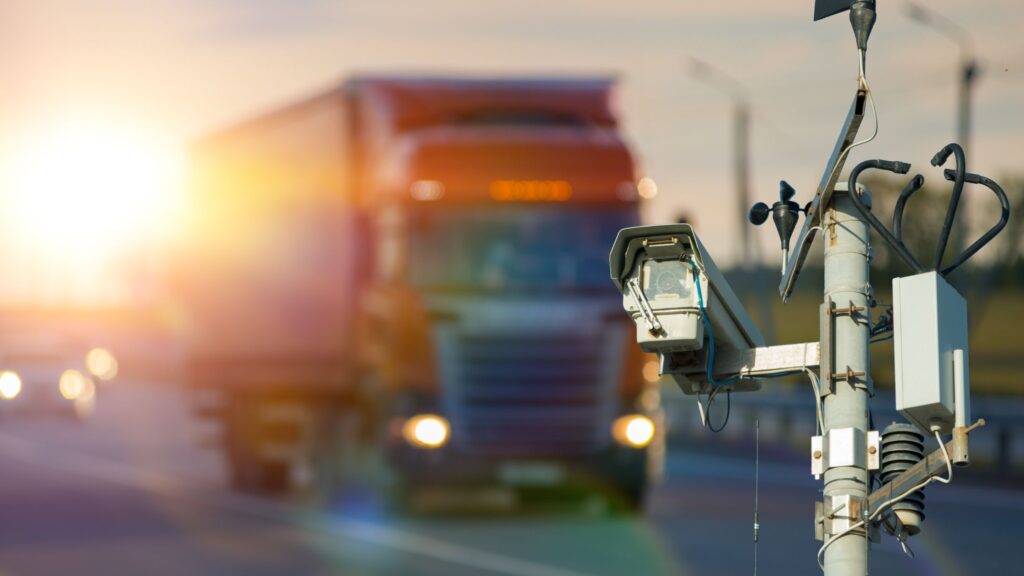 Road cameras pointed at a semi truck