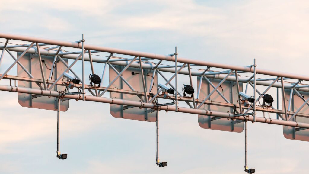 Cameras mounted on roadway signs