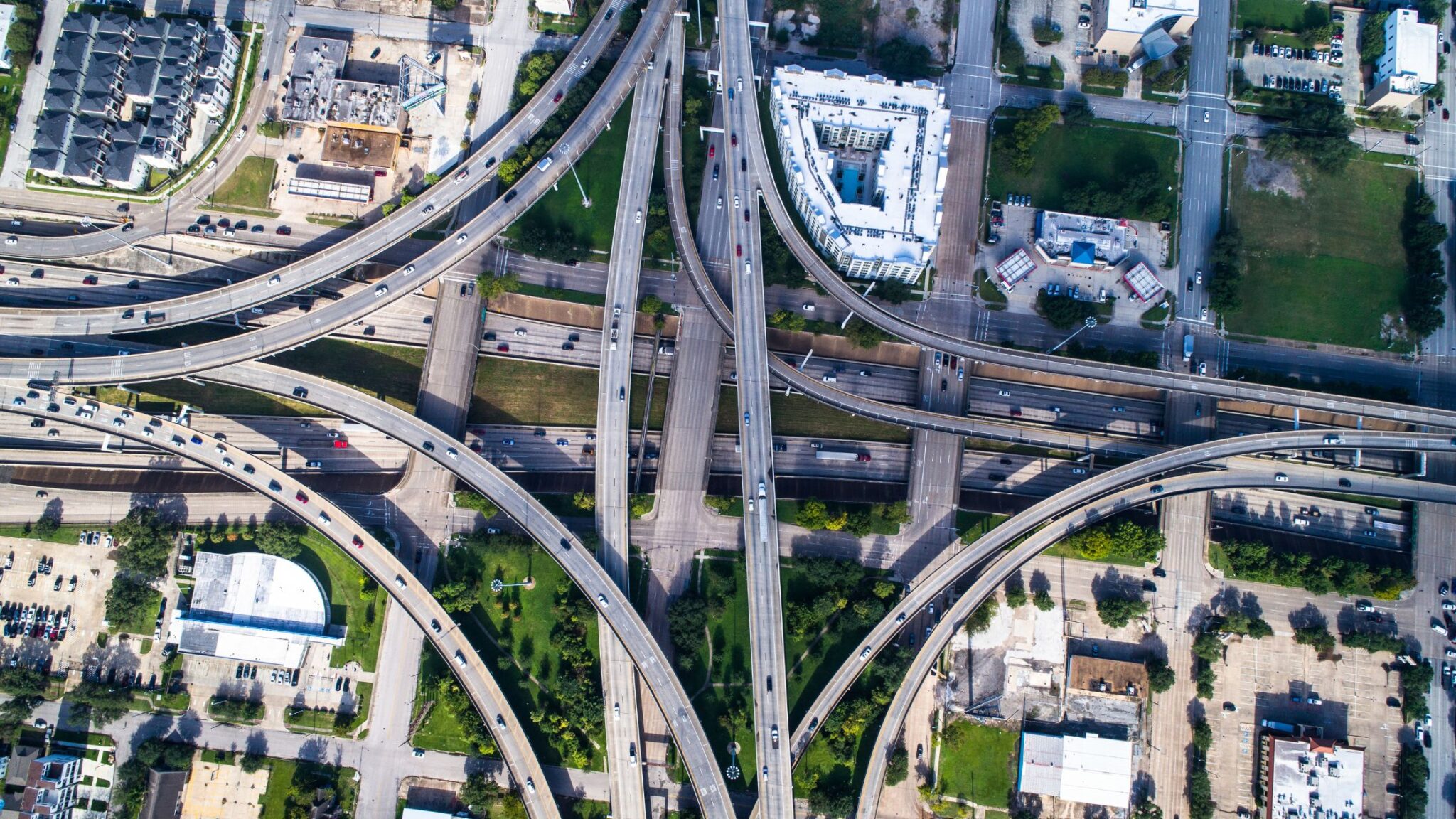 Aerial shot of a highway interchange